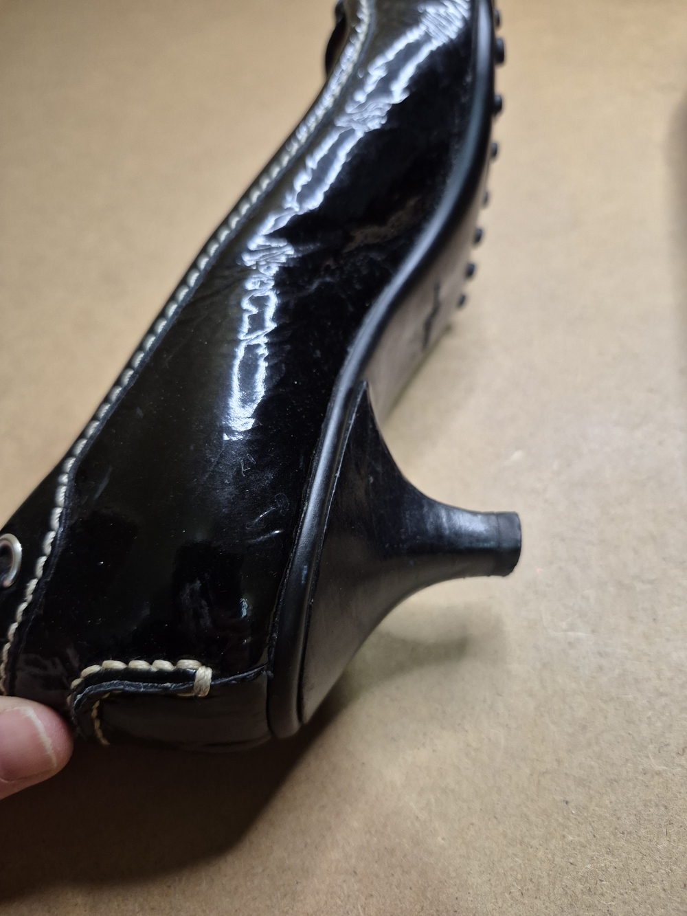 The Original Car Shoe Black Patent Pointed-Toe Kitten Heels with Bow - Picture 4 of 11